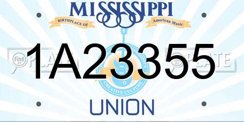 1A23355 Mississippi License Plate