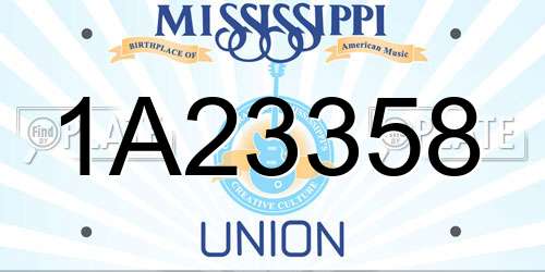 1A23358 Mississippi License Plate