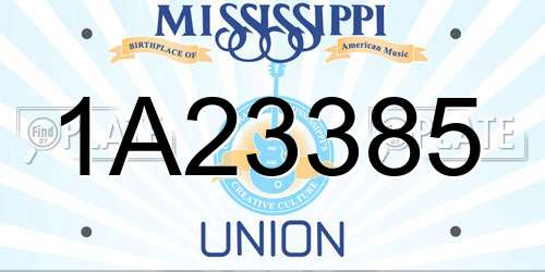 1A23385 Mississippi License Plate
