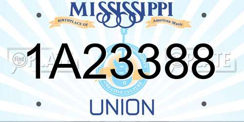 1A23388 Mississippi License Plate