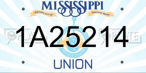 1A25214 Mississippi License Plate