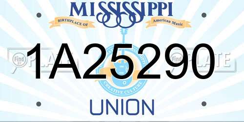 1A25290 Mississippi License Plate