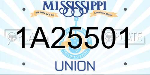 1A25501 Mississippi License Plate