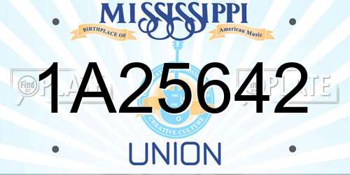 1A25642 Mississippi License Plate