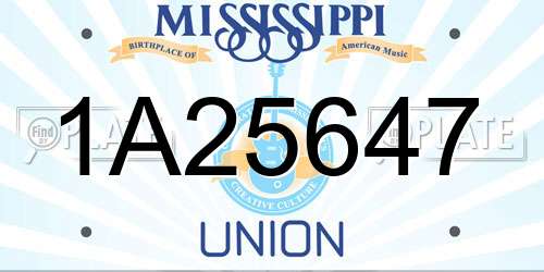 1A25647 Mississippi License Plate