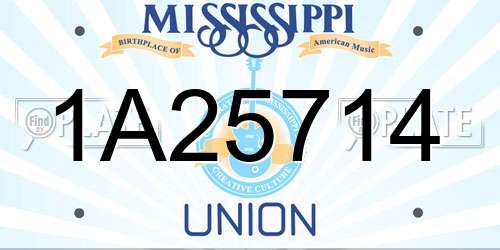 1A25714 Mississippi License Plate