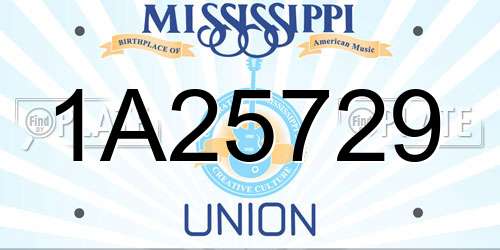 1A25729 Mississippi License Plate