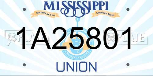 1A25801 Mississippi License Plate