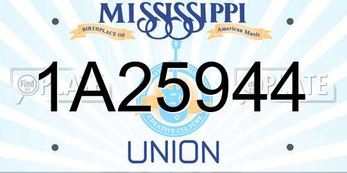 1A25944 Mississippi License Plate