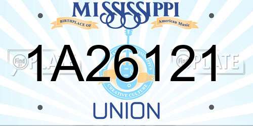 1A26121 Mississippi License Plate