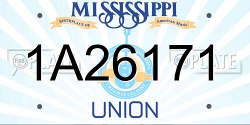 1A26171 Mississippi License Plate