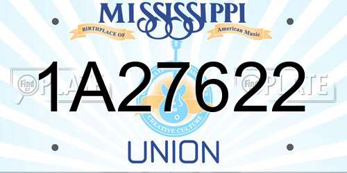 1A27622 Mississippi License Plate