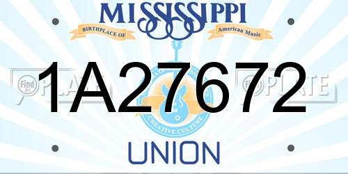 1A27672 Mississippi License Plate