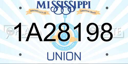 1A28198 Mississippi License Plate