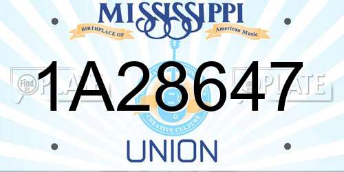 1A28647 Mississippi License Plate