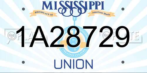 1A28729 Mississippi License Plate