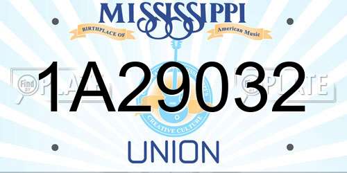 1A29032 Mississippi License Plate