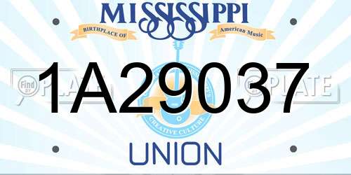 1A29037 Mississippi License Plate