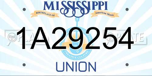 1A29254 Mississippi License Plate