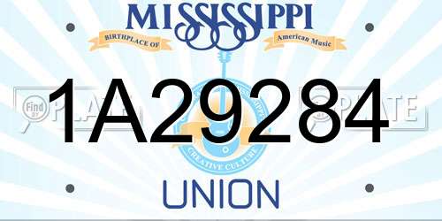 1A29284 Mississippi License Plate