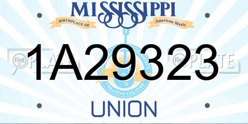 1A29323 Mississippi License Plate