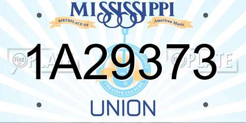 1A29373 Mississippi License Plate