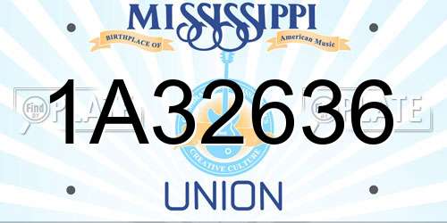 1A32636 Mississippi License Plate