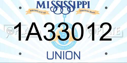 1A33012 Mississippi License Plate