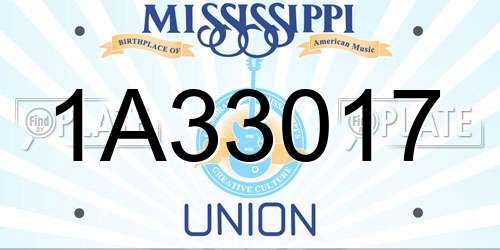 1A33017 Mississippi License Plate