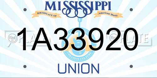1A33920 Mississippi License Plate