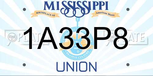 1A33P8 Mississippi License Plate