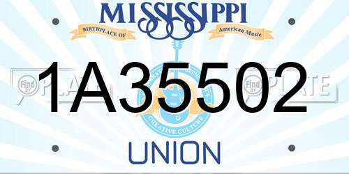 1A35502 Mississippi License Plate