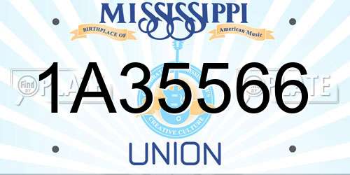 1A35566 Mississippi License Plate