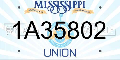 1A35802 Mississippi License Plate