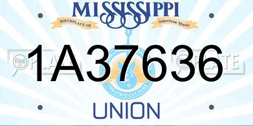 1A37636 Mississippi License Plate