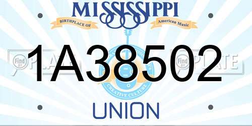 1A38502 Mississippi License Plate