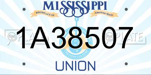 1A38507 Mississippi License Plate