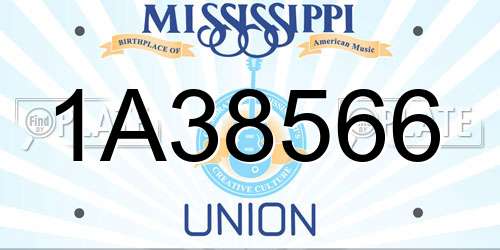 1A38566 Mississippi License Plate