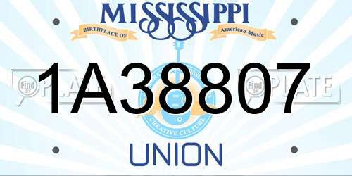 1A38807 Mississippi License Plate