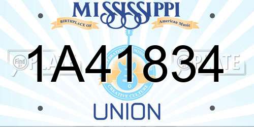 1A41834 Mississippi License Plate