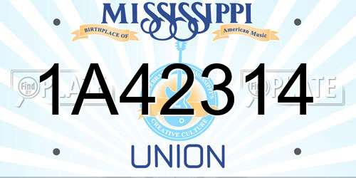 1A42314 Mississippi License Plate