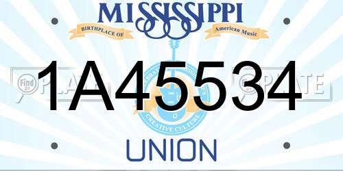 1A45534 Mississippi License Plate