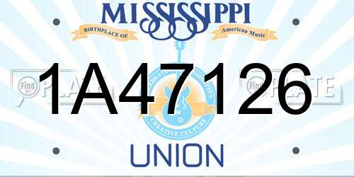 1A47126 Mississippi License Plate
