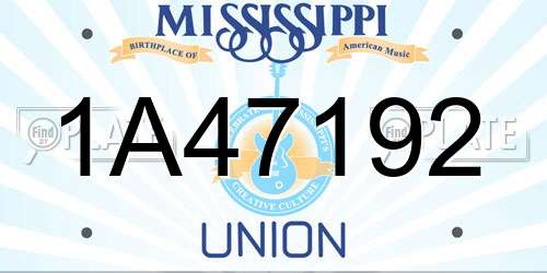 1A47192 Mississippi License Plate