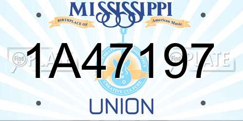 1A47197 Mississippi License Plate