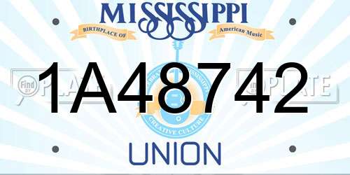1A48742 Mississippi License Plate