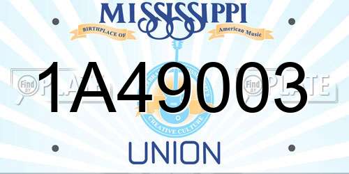 1A49003 Mississippi License Plate