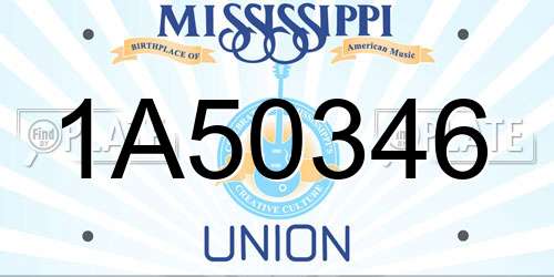 1A50346 Mississippi License Plate