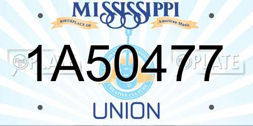 1A50477 Mississippi License Plate