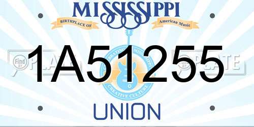 1A51255 Mississippi License Plate